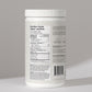 Nutrition facts label on a supplement container against a gray background